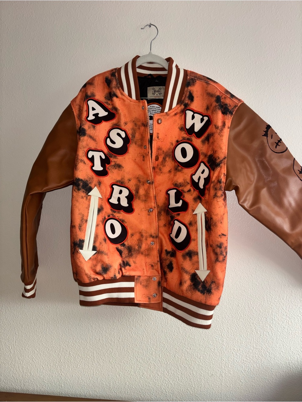 Abrand x Travis Scott Orange & Brown Astroworld Bomber Jacket NWOT